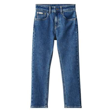 Jean en coton bleu à coupe droite pourvu de multiples poches