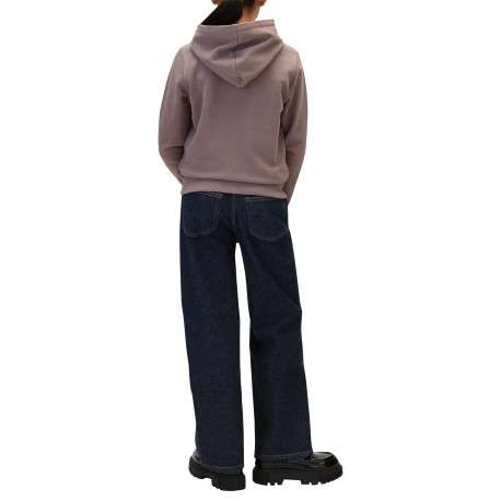 Sweat en coton taupe à coupe droite pourvu d'un col à capuche - Image 3