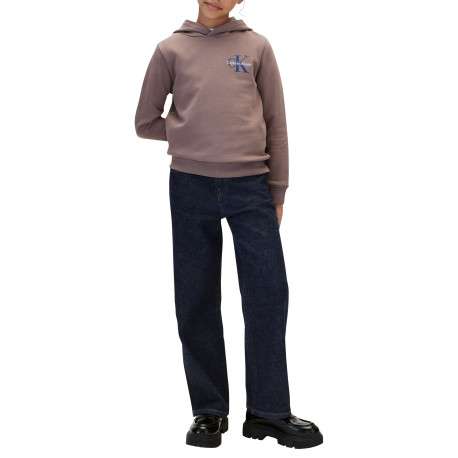 Sweat en coton taupe à coupe droite pourvu d'un col à capuche - Image 6