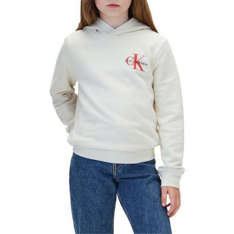 Sweat en coton écru à coupe droite pourvu d'un col à capuche - Image 2