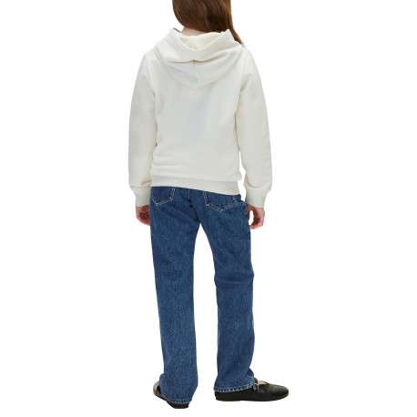 Sweat en coton écru à coupe droite pourvu d'un col à capuche - Image 3