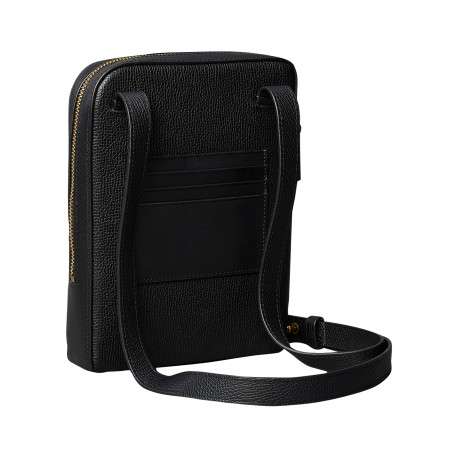 Sacoche zippée en cuir noire pourvue d'une bandoulière réglable - Image 2