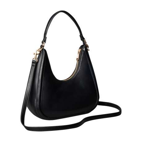 Sac à main à porté épaule noir paré d'une bandoulière amovible - Image 2