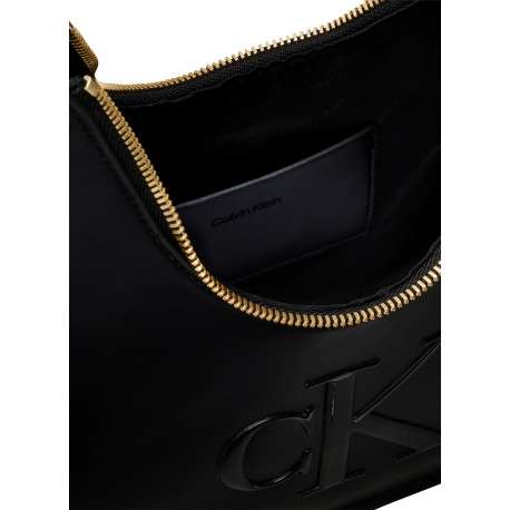Sac à main à porté épaule noir paré d'une bandoulière amovible - Image 3