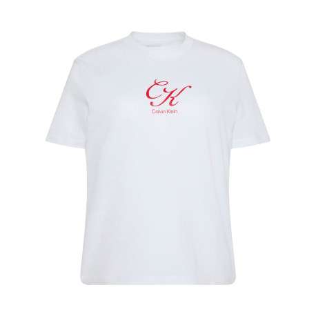 T-shirt en coton blanc à coupe droite pourvu d'un col rond ras-du-cou