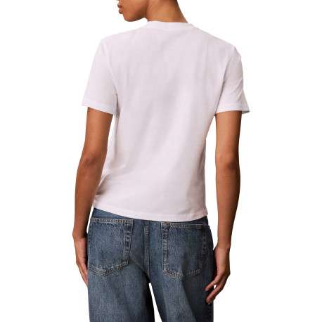 T-shirt en coton blanc à coupe droite pourvu d'un col rond ras-du-cou - Image 3