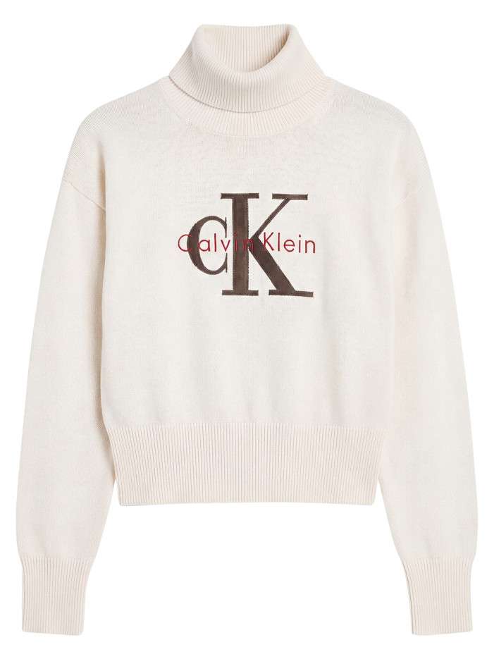 Pull en coton beige pourvu...