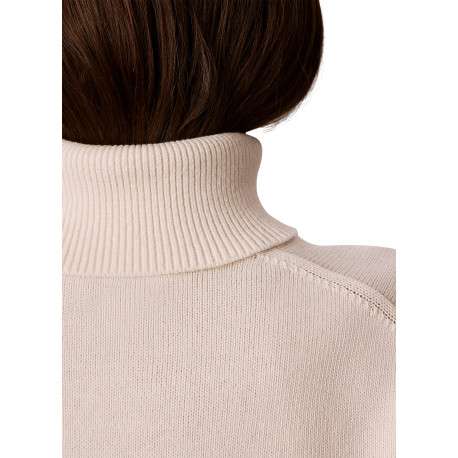 Pull en coton beige pourvu d'une coupe ajustée et d'un col montant - Image 3
