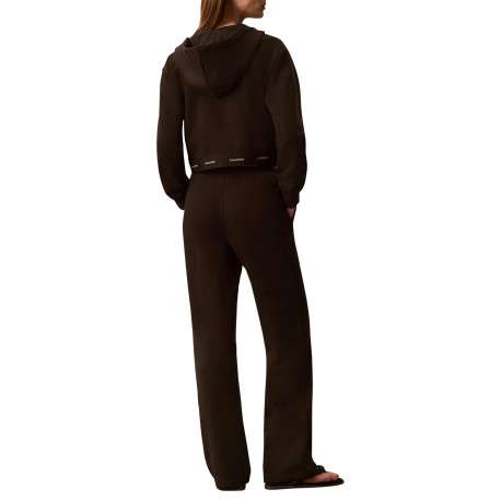 Pantalon en coton marron à coupe droite pourvu d'une ceinture élastiquée - Image 3