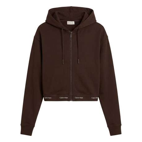 Sweat zippé en coton marron pourvu d'une coupe ajustée et de manches longues