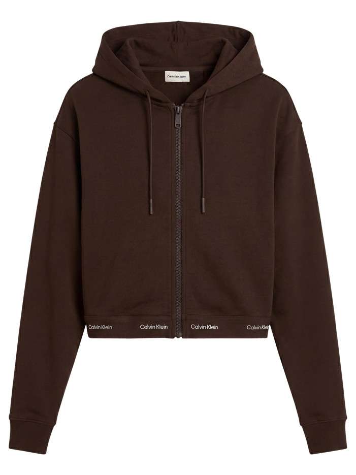 Sweat zippé en coton marron...