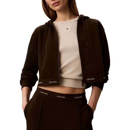 Sweat zippé en coton marron pourvu d'une coupe ajustée et de manches longues - Image 2