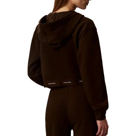 Sweat zippé en coton marron pourvu d'une coupe ajustée et de manches longues - Image 3