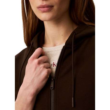 Sweat zippé en coton marron pourvu d'une coupe ajustée et de manches longues - Image 4