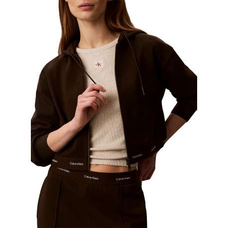 Sweat zippé en coton marron pourvu d'une coupe ajustée et de manches longues - Image 5