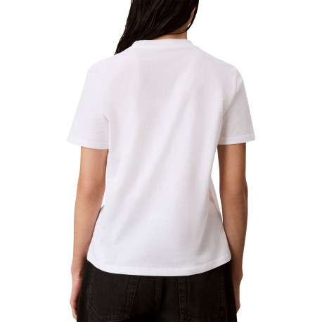 T-shirt en coton blanc à coupe droite pourvu d'un col rond légèrement texturé - Image 3