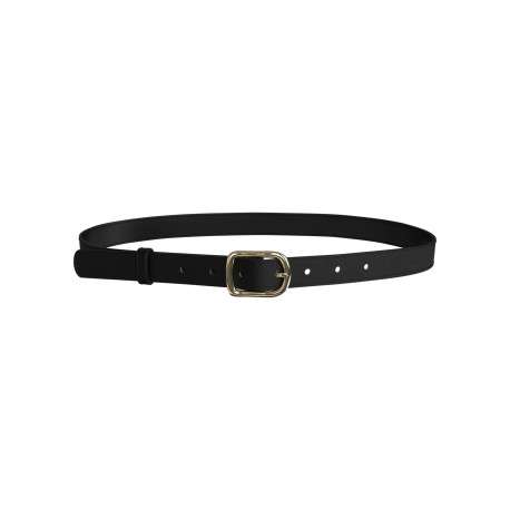 Ceinture noire unie avec une fermeture à boucle à ardillon dorée