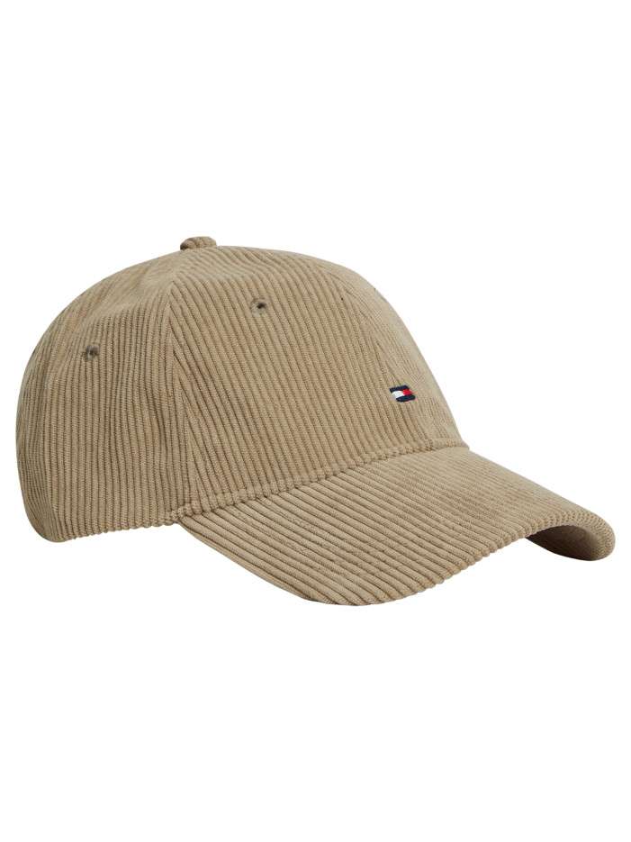 Casquette beige en velours côtelé ornée du logo avec une fermeture strapback