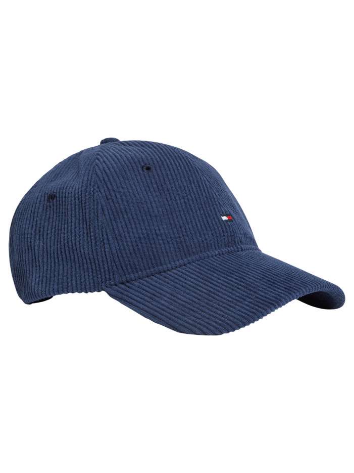 Casquette bleue en velours côtelé ornée du logo avec une fermeture strapback