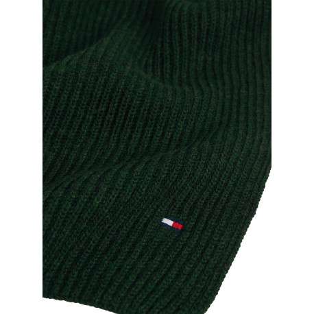 Écharpe vert sapin en maille côtelée de coton biologique ornée du logo drapeau - Image 3