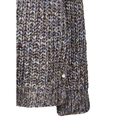 Pull multicolore en maille tressée avec un col rond et des manches longues - Image 5