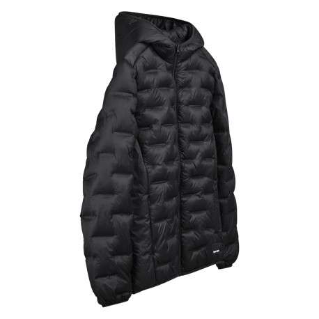 Doudoune à capuche noire unie avec une coupe droite et des manches longues - Image 2