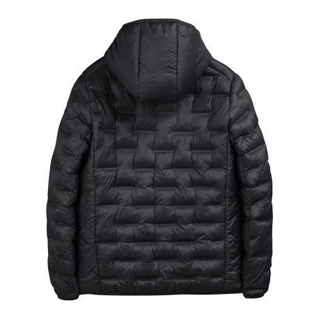 Doudoune à capuche noire unie avec une coupe droite et des manches longues - Image 3