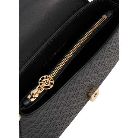Sac pochette noir à bandoulière orné d'un motif monogramme embossé - Image 3