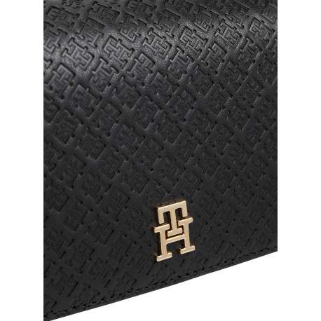 Sac pochette noir à bandoulière orné d'un motif monogramme embossé - Image 4