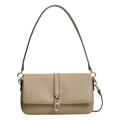 Sac à bandoulière beige agrémenté d'un revêtement synthétique grainé