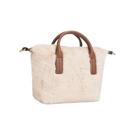 Mini Sac écru en fausse fourrure orné du monogramme TH doré doté de 2 anses - Image 2