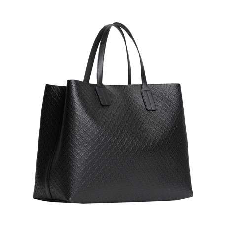 Sac cabas noir à porté épaule orné d'un motif monogramme embossé - Image 2