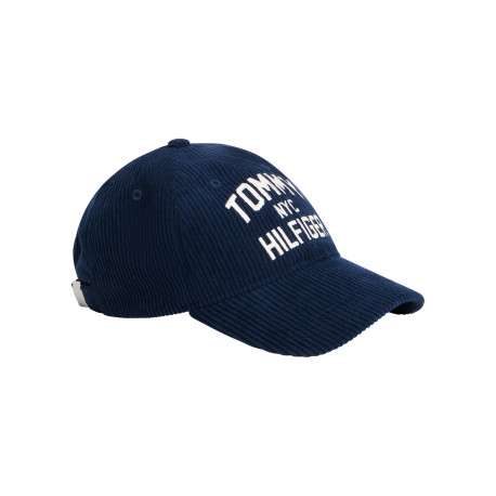 Casquette bleu marine en velours côtelé ornée du logo brodé sur la face avant