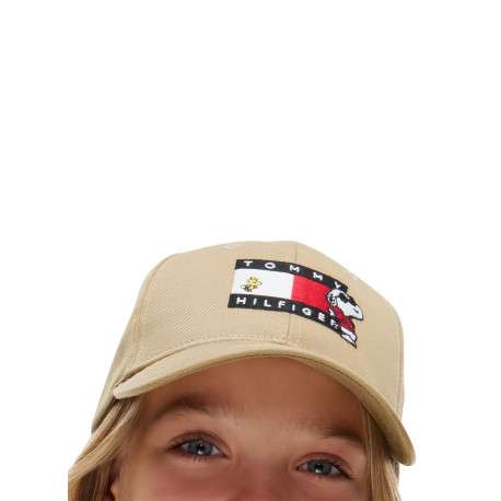 Casquette en coton biologique beige ornée du logo drapeau et de Snoopy - Image 4