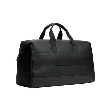 Sac polochon de voyage noir à motif damier orné d'une inscription logotée - Image 2
