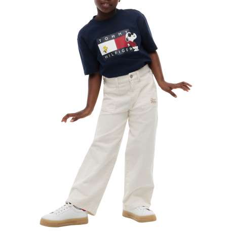 T-shirt bleu marine en coton orné du logo imprimé sur la poitrine avec Snoopy - Image 5