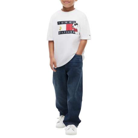 T-shirt blanc en coton agrémenté du logo imprimé sur la poitrine avec Snoopy - Image 5