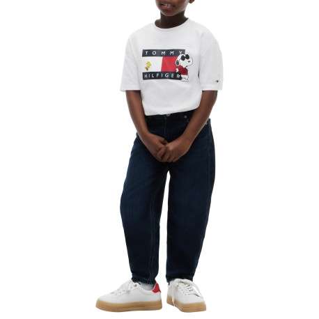 T-shirt blanc en coton agrémenté du logo imprimé sur la poitrine avec Snoopy - Image 6
