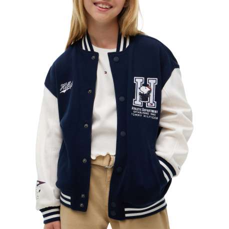 Blouson bomber en coton blanc et bleu marine pourvu d'une coupe large - Image 3