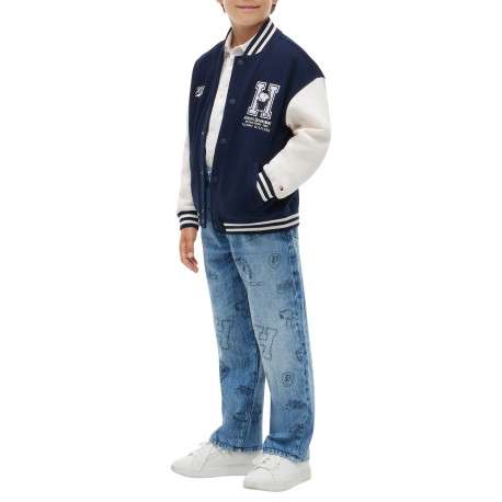 Blouson bomber en coton blanc et bleu marine pourvu d'une coupe large - Image 5