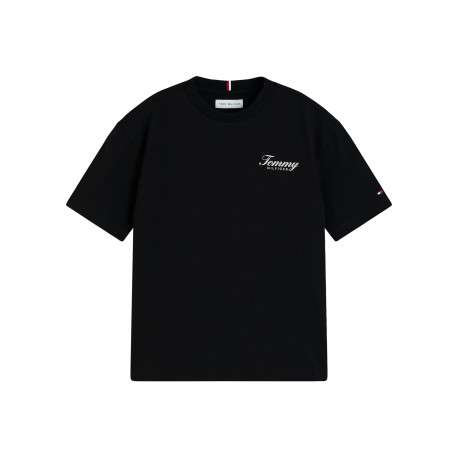 T-shirt en coton biologique noir orné d'un imprimé terrain de basketball au dos