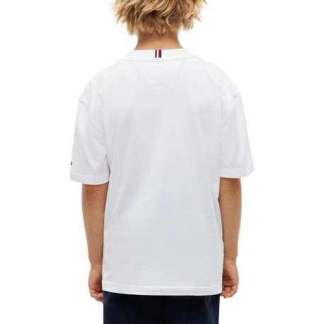 T-shirt blanc en coton à imprimé logotypé bordeaux de style universitaire - Image 2