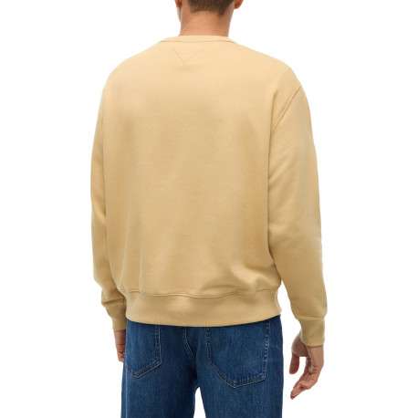 Sweat en coton mélangé beige à coupe droite pourvu d'un col rond - Image 3
