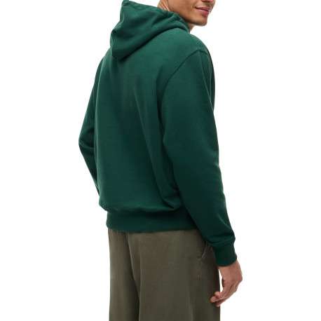 Sweat en coton mélangé vert à coupe droite pourvu d'un col à capuche - Image 3
