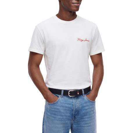 T-shirt en coton biologique blanc à coupe droite pourvu d'un col rond - Image 2