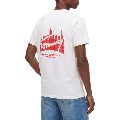 T-shirt en coton biologique blanc à coupe droite pourvu d'un col rond - Image 3