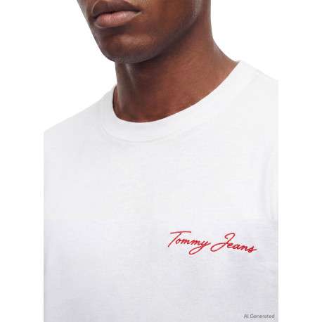 T-shirt en coton biologique blanc à coupe droite pourvu d'un col rond - Image 4