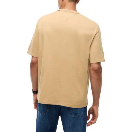 T-shirt en coton biologique beige à coupe droite pourvu d'un col rond - Image 3