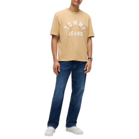 T-shirt en coton biologique beige à coupe droite pourvu d'un col rond - Image 5