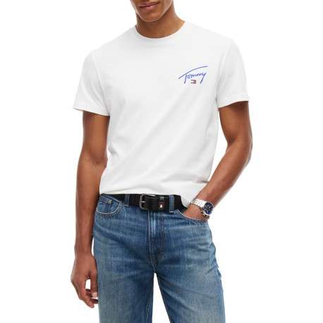 T-shirt en coton biologique blanc à coupe droite pourvu d'un col rond - Image 2